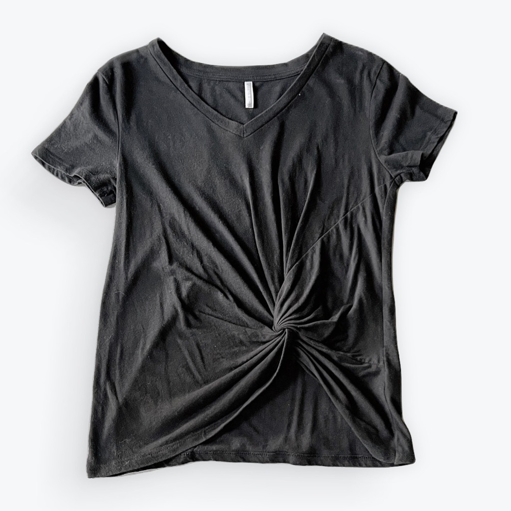 Z Supply Black Twist Front V-Neck Tee
